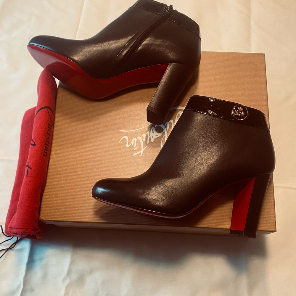 Christian Louboutin Black and Red Ankle Booties